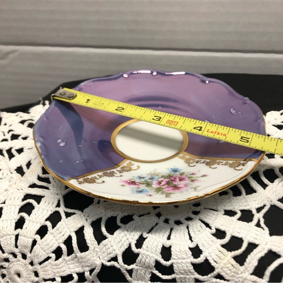 Rare Slovakia Delores MZ Bohemia Porcelaine Violet Lustreware Gold Teacup Set - Picture 11 of 15